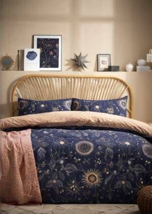 meble Zestaw poszewek na kołdrą Constellation Celestial złoty/granatowy