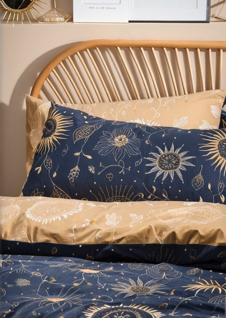 meble Zestaw poszewek na kołdrą Constellation Celestial złoty/granatowy - obrazek 3