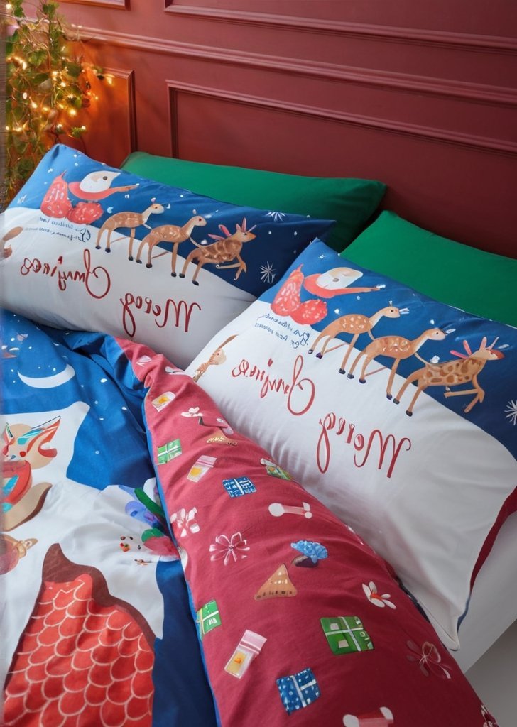 Zestaw dwustronnych poszewek na kołdrą Warsztat Świętego Mikołaja - obrazek 3