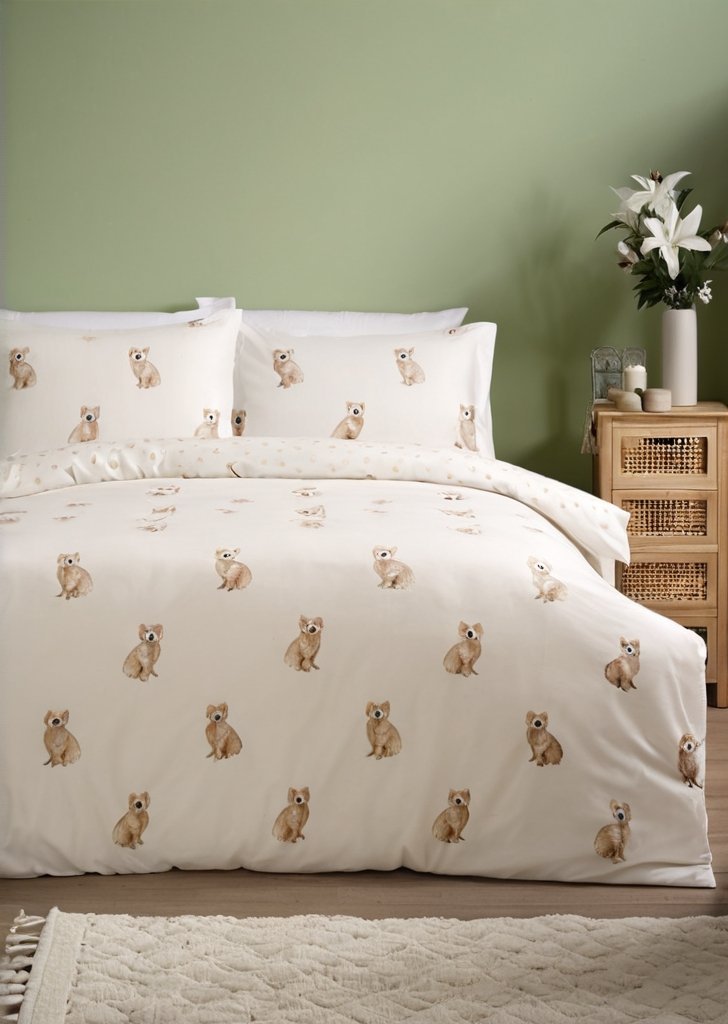 Kremowy komplet pościeli z nadrukiem Cockapoo