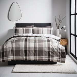 Komplet pościeli w szarą kratką