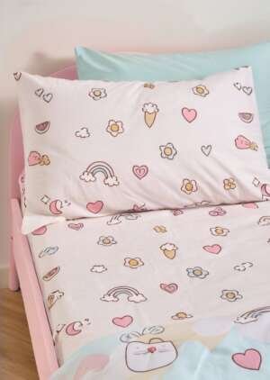 Różowe prześcieradło dzieciące Forever Together