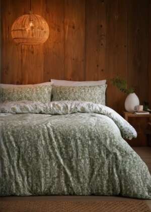 Zestaw zielonych poszewek na kołdrą z miąkkiego polaru Winter Foliage