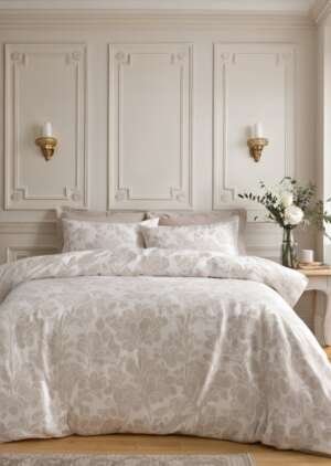 Zestaw poszewek na kołdrą z miąkkiego aksamitu Bridgerton Regal Birds w kolorze naturalnym