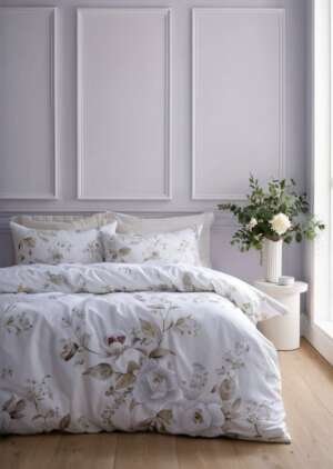 Zestaw poszewek na kołdrą w kwiaty Serenity w kolorze niebieskim